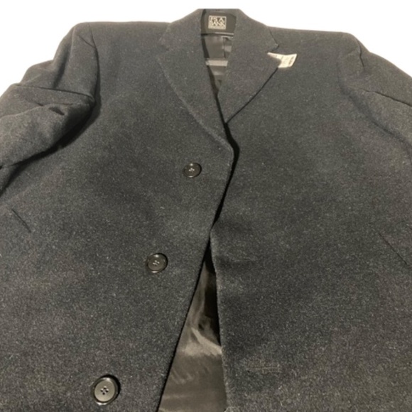 Jos A Bank Dark Grey Merino Wool Mans Executive Over Top Coat Dress 40reg - Picture 8 of 12